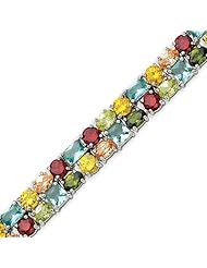 Sterling Silver 7 Inch Multi-colored CZ Bracelet - 7 Inch