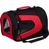 Pet Life Folding Zippered Sporty Mesh Carrier in Red & Black - Medium