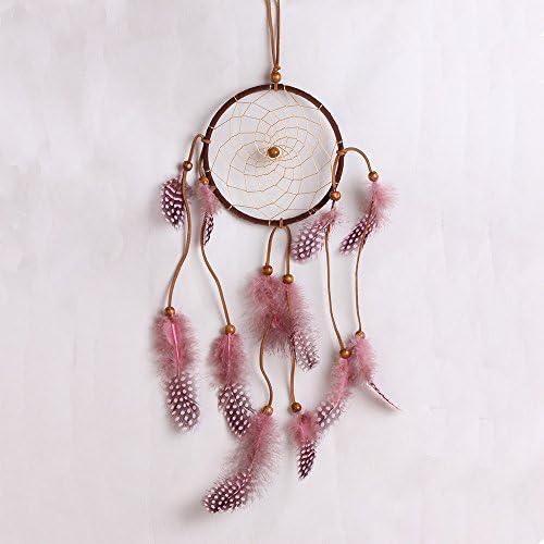{Factory Direct Sale} Handmade Dream Catcher Circular Net with Feathers Wall Hanging Decoration Decor Ornament Craft Gift New (L1527-pink)