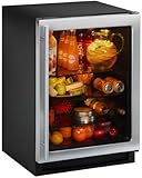 Uline 24" Stainless Steel Glass Door Undercounter Refrigerator