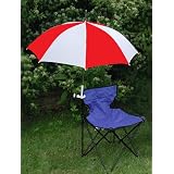 Red White Clamp On Chair Umbrella for Aluminum or Canvas Folding Chairs