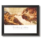 Michelangelo Creation Of Adam # 2 Religious Wall Picture Black Framed Art Print