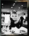 Audrey Hepburn Breakfast Framed Print - Black/ White (26x38")