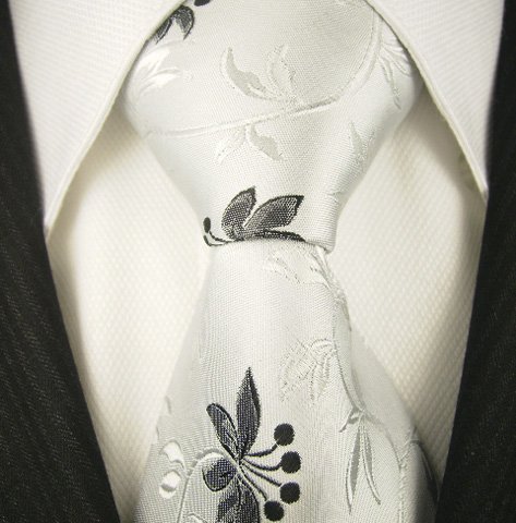 Neckties By Scott Allan, 100% Woven Tie, Silver Floral Neckties for Men