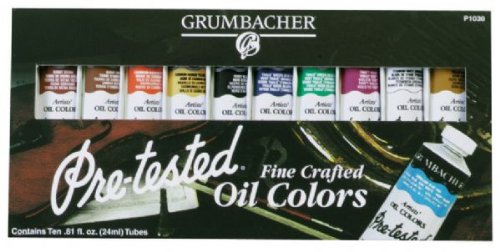 Grumbacher Pre-Tested Oil Paint, Set of 10 Colors