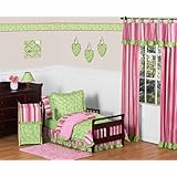 Pink and Green Olivia Girls Boutique Toddler Bedding 5 pc set