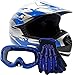 Youth Offroad Gear Combo Helmet Gloves Goggles DOT Motocross ATV Dirt Bike MX Motorcycle Blue - Large