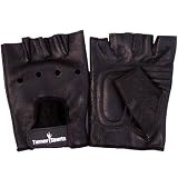 Full Leather Weight Lifting Training Gloves Black Body Building Glove Medium