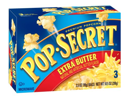 Pop Secret Extra Butter Flavor, Microwavable Popcorn, 3-Count, 10.5-Ounce Box (Pack of 6)