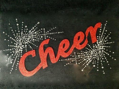 Cheer Starburst Glitter Red Rhinestone Transfer Iron On Hot Fix Motif Bling Applique - DIY
