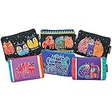 Laurel Burch Cosmetic Bag Zipper Top, Assorted Feline Prints