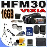 Canon VIXIA HF M30 HD Dual Flash Memory Camcorder w/15x Optical Zoom BigVALUEInc Accessory Saver 16GB BP819 Battery/Lens HD Bundle
