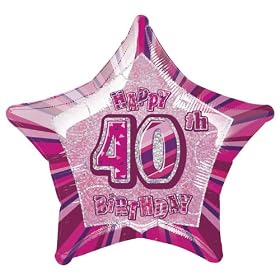 Pink Glitz Age 40 Happy Birthday 20 Inch Prismatic Foil Balloon