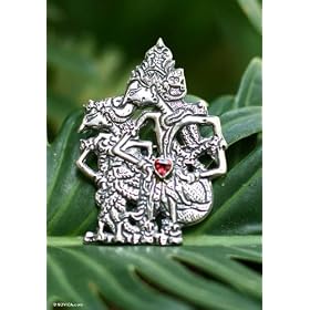 Garnet brooch pendant, 'Virtuous Love' by NOVICA