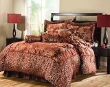 7PC FLORAL JACQUARD W/ COORDINATING STRIPES COMFORTER SET W/ MATCHING PILLOWS