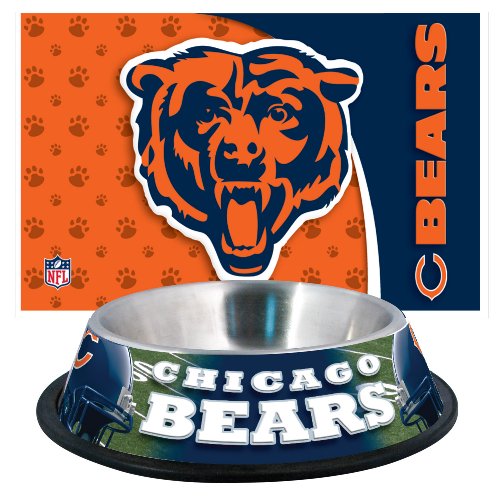 Chicago Bears Pet Bowl and Mat Combo