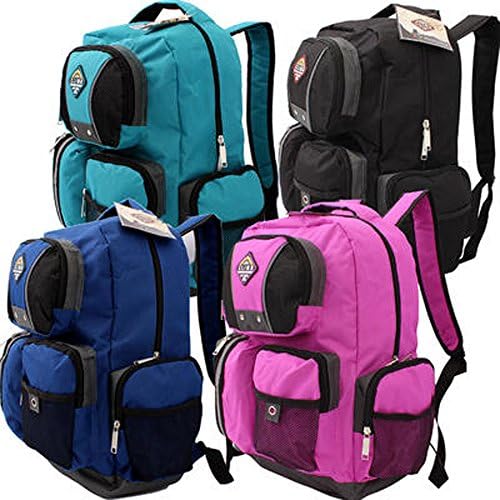 Mountain Terrain Backpack with 3 Front Pockets-18" (Black)