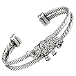 Silvertone with Rhinestone Elephant Cuff Fashion Bracelet