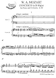 Mozart Piano Concerto in D Major, K.40: Instantly download and print sheet music