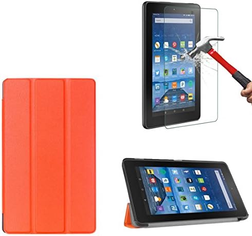 Fire 7 Case 2015 with Screen Protector,Ultra Slim Lightweight Smart Leather Stand Case Cover for Amazon Fire 7 inch Tablet - Orange