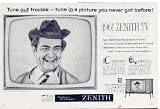 Tune out trouble - tune in a picture you never got before! RED SKELTON Show, Tuesday Nights on CBS-TV. ..... 1961 Zenith Television Ad, A4550.