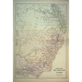 1882 Map Queensland New South Wales Victoria Australia