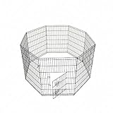 M.M 8 Panel Pet Playpen Dog Cage Kennel Crate Metal Enclosure Fence Black 24 Inch