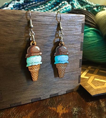 Hand Painted Double Scoop Ice Cream Earrings