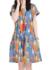 Cotton/Linen Short Sleeves Fall Lace Cocktail Tunic 