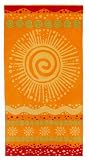 Sunshine Orange Yellow - Luxury Velour Jacquard Beach Towel size 32x63 - 400 grams 100% Pure Ringspun Cotton - Brilliant intense vibrant colors - Highly absorbent easy care machine wash - Use for picnic poolside or as a colorful bath towel - Save 50%