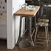 Teak Metal 3 Piece Console and Tufted Metal Stool Breakfast Set in Natural