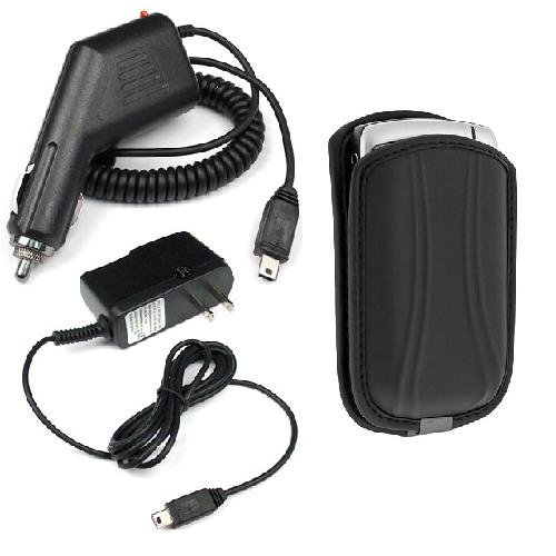 Car Charger + AC Charger + Large Eva Pouch Case for AT&T, T-Mobile Blackberry 8800