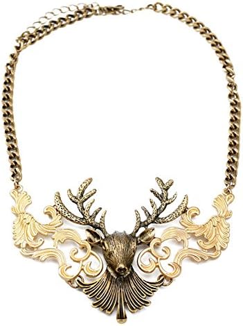 Kaariag Punkin™ Gold-Tone Vintage Style Christmas Reindeer Statement Necklace