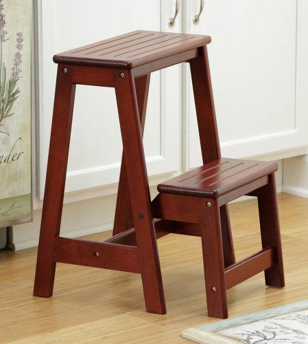 Madison Cherry-finish Wooden Kitchen Step Stool by Collections Etc