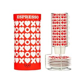 Present Time Espresso Bud Set Tower Hugs & Kisses with Ceramic Stand