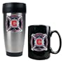 Chicago Fire Stainless Steel Travel Tumbler and Black Ceramic Mug Set (Primary Team Logo)