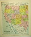1926 MAP WESTERN SECTION UNITED STATES AMERICA ARIZONA