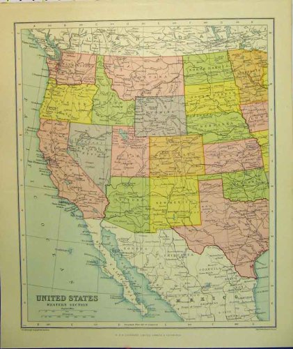 1926 MAP WESTERN SECTION UNITED STATES AMERICA ARIZONA