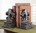 Espresso Brown Carved Fleur De Lis Finial Bookends