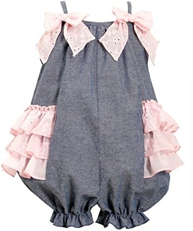 Bonnie Jean Baby-Girls Chambray Pink Eyelet Sunsuit (24 months)