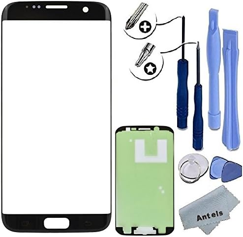 Antels Front Outer Glass Lens Screen Replacement For Samsung Galaxy S7 Edge G935V G935P G935F G935T G935A + Tool Kit + Adhesive Tape + Cloth (Black)