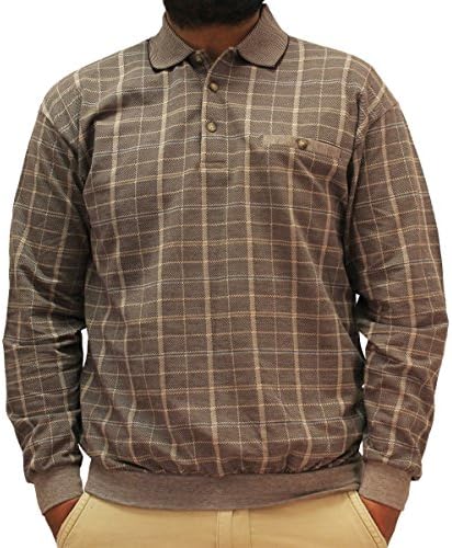 Ld Sport Jacquard Long Sleeve Banded Bottom Shirt - 6096-351 Taupe (XXLarge, Taupe)