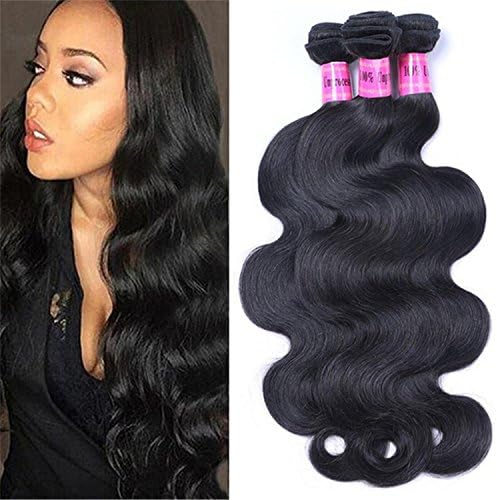 Ms Mary 6A Brazilian Body Wave 3 bundles 300 Gram 100% Real Unprocessed Virgin Human Hair Extensions Natural Black Color(10"12"14")