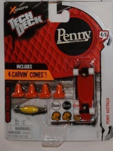 2012 Tech Deck Penny Australia "Red " 4/6 Finger Board with Carvin' Cones by spinmaster ltd