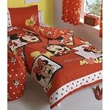 Childrens/Kids Minnie Mouse Reversible Quilt/Duvet Cover Bedding Set (Single Bed) (Red)