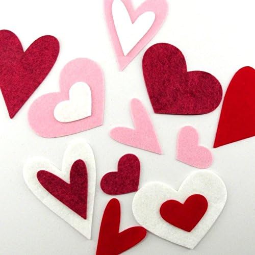 16 Heart Wool Blend Felt Die Cut Appliques Queen of Hearts Crafts Fabric Sewing Crafts Die Cutting DIY Pink 4 Different Sized