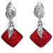 Sterling Silver Red Cinnabar w/ Leaf Post Earrings by Sajen