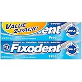 Fixodent Complete Free Denture Adhesive Cream, 2.4 oz TWIN PACK