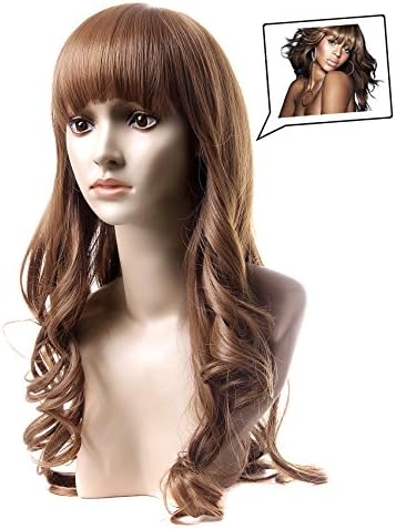 Long Curly Sexy Wig Beyonce Style Kanekalon Wavy wig Beautiful Neat Bang wig
