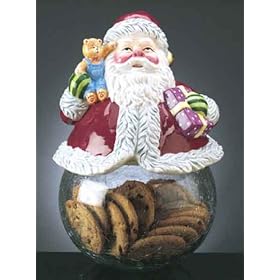Porcelain Top Crack Glass Belly Santa Cookie Jar by VG